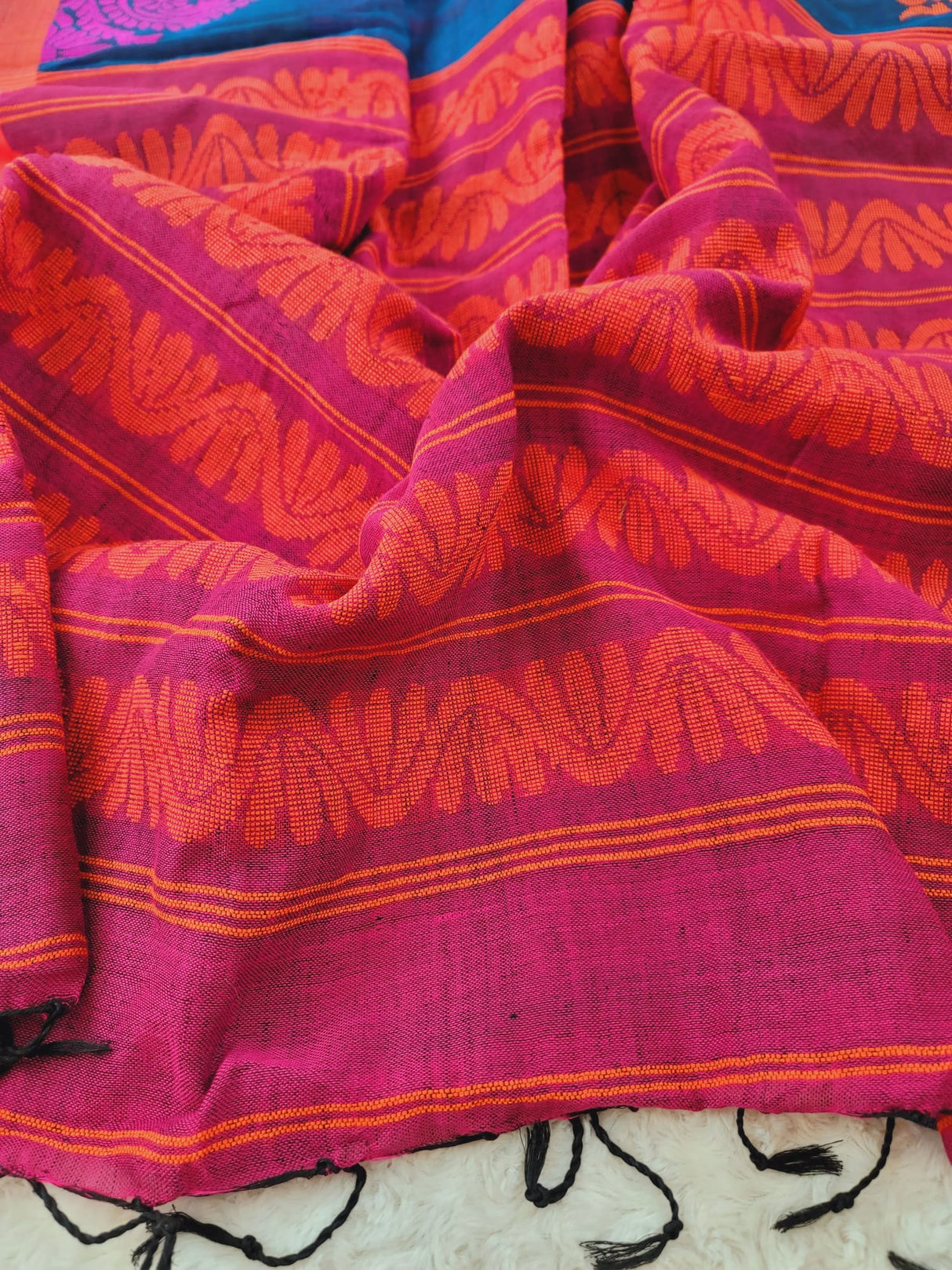 Khadi lilen saree with running blouse pc