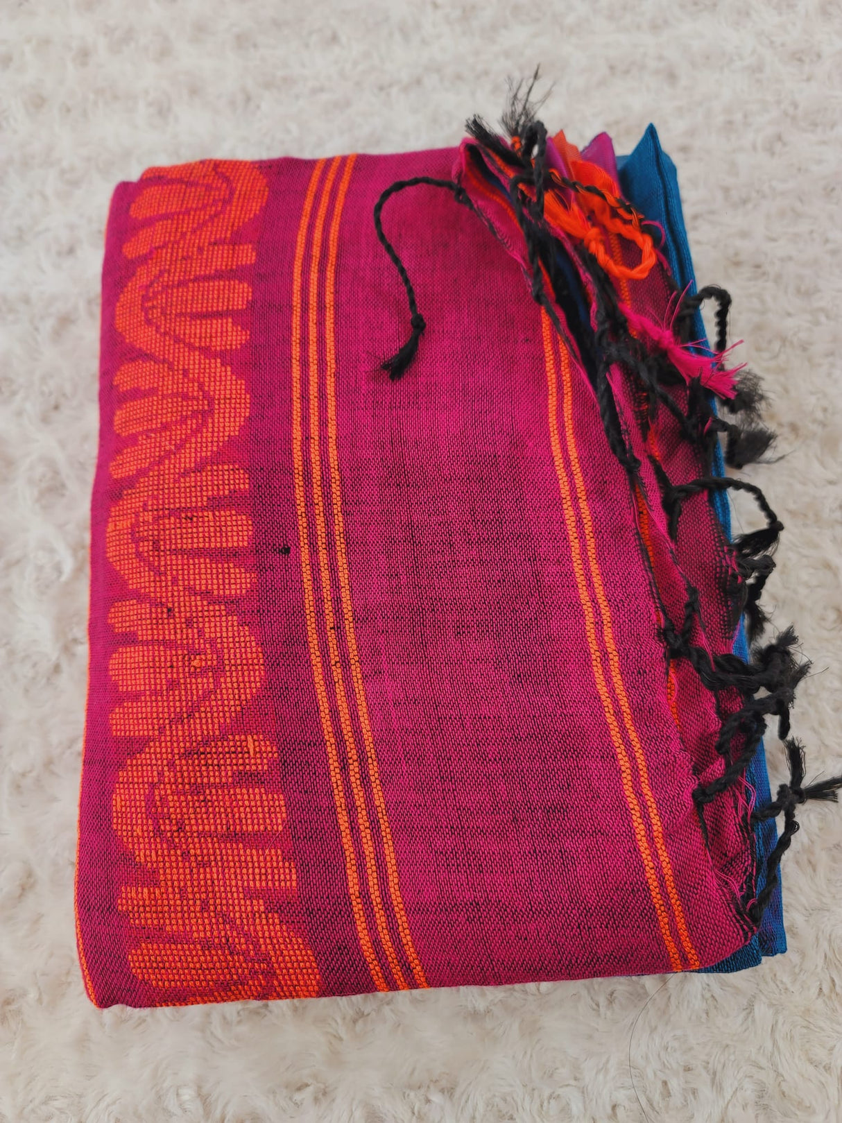 Khadi lilen saree with running blouse pc