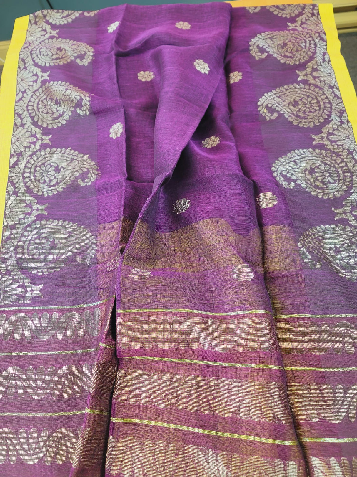 Khadi lilen saree with running blouse pc