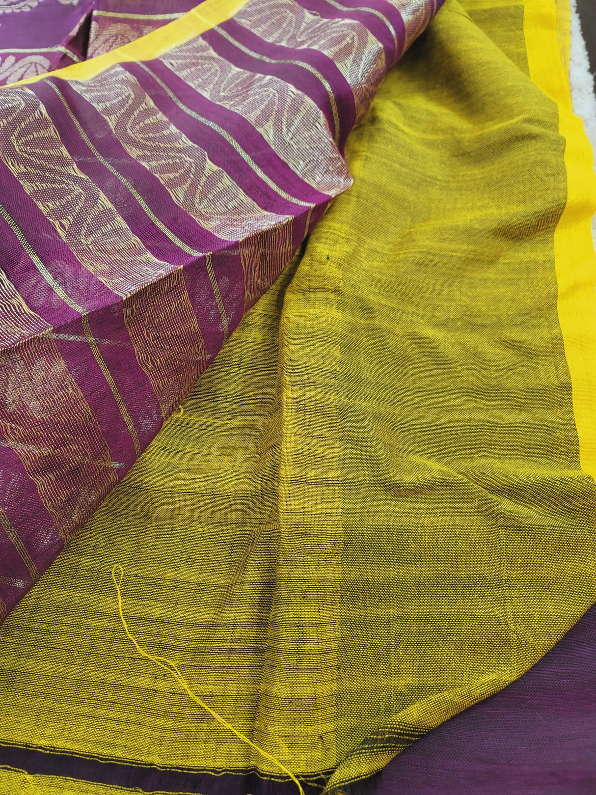 Khadi lilen saree with running blouse pc