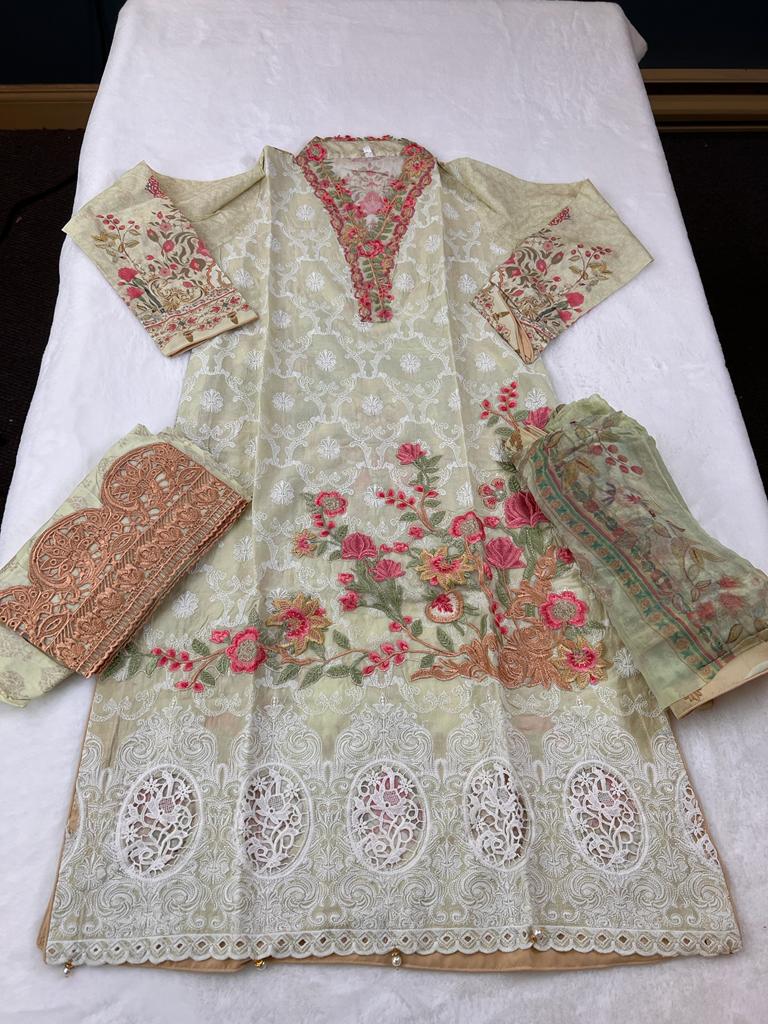 Pakistani Stitched Embroidery Lawn Suit Ready To Ship