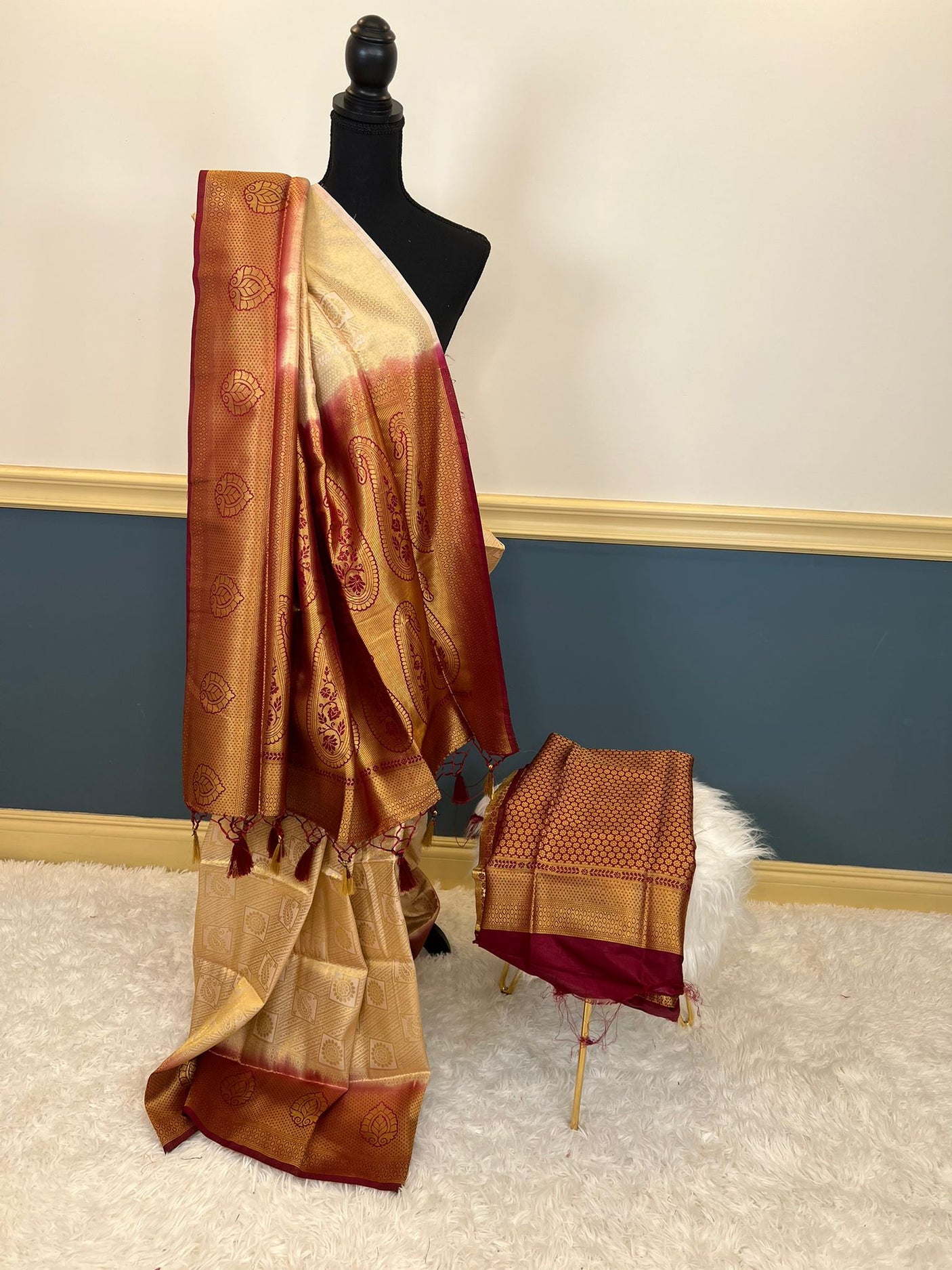 Pure silk katan with running blouse