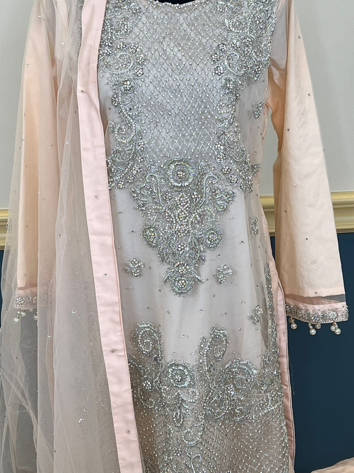 Eid special Pakistani orginal full zardosi work boutique dress with gharara pant-100% original guaranteed