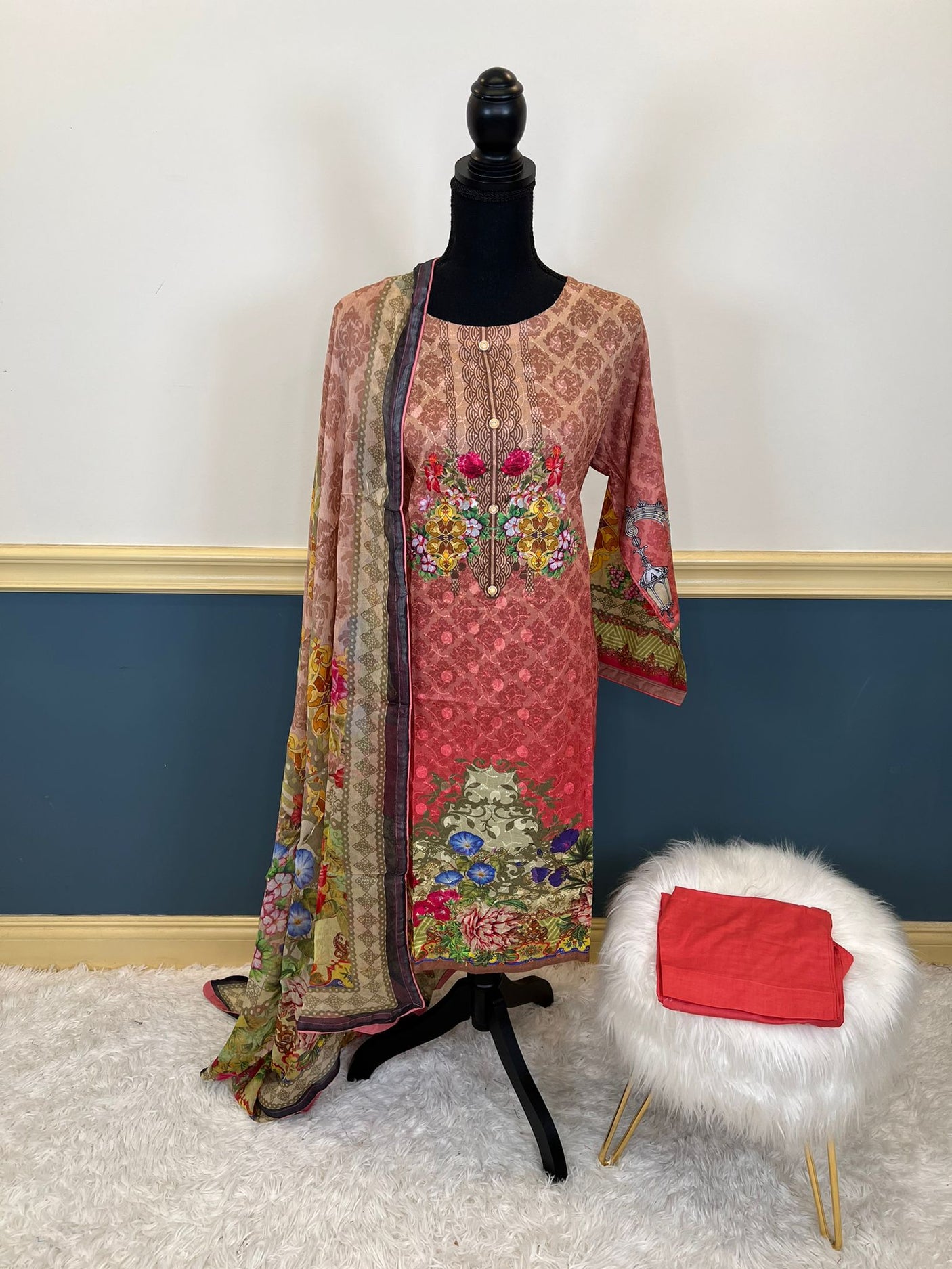 Pakistani Stitched Embroidered lawn Salwar kameez ready to ship