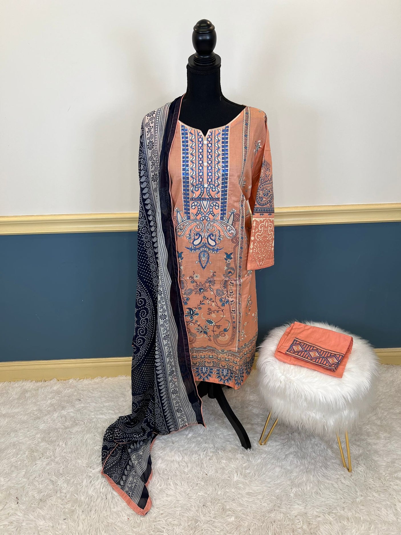 Pakistani Stitched Embroidered lawn Salwar kameez ready to ship