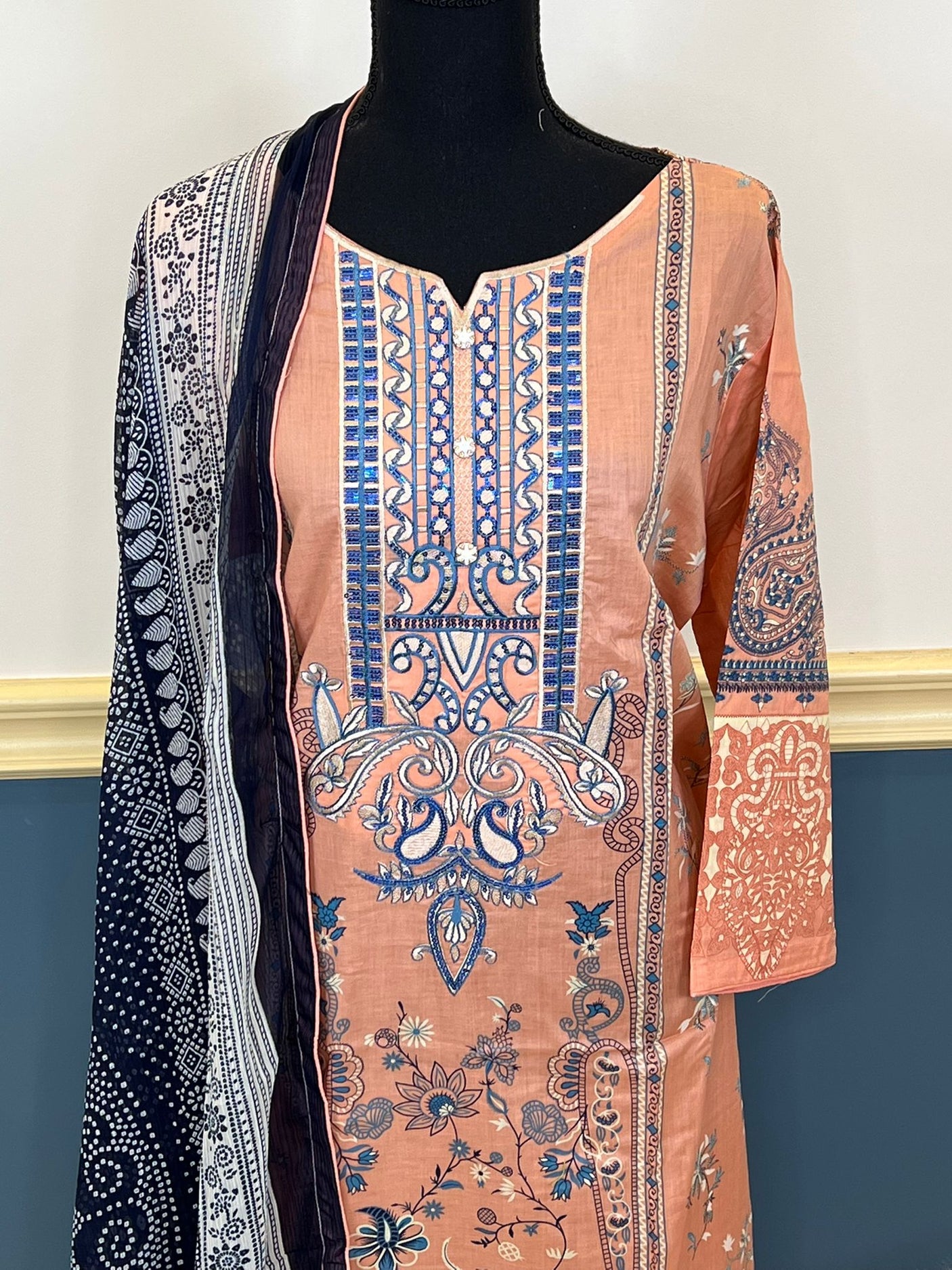 Pakistani Stitched Embroidered lawn Salwar kameez ready to ship