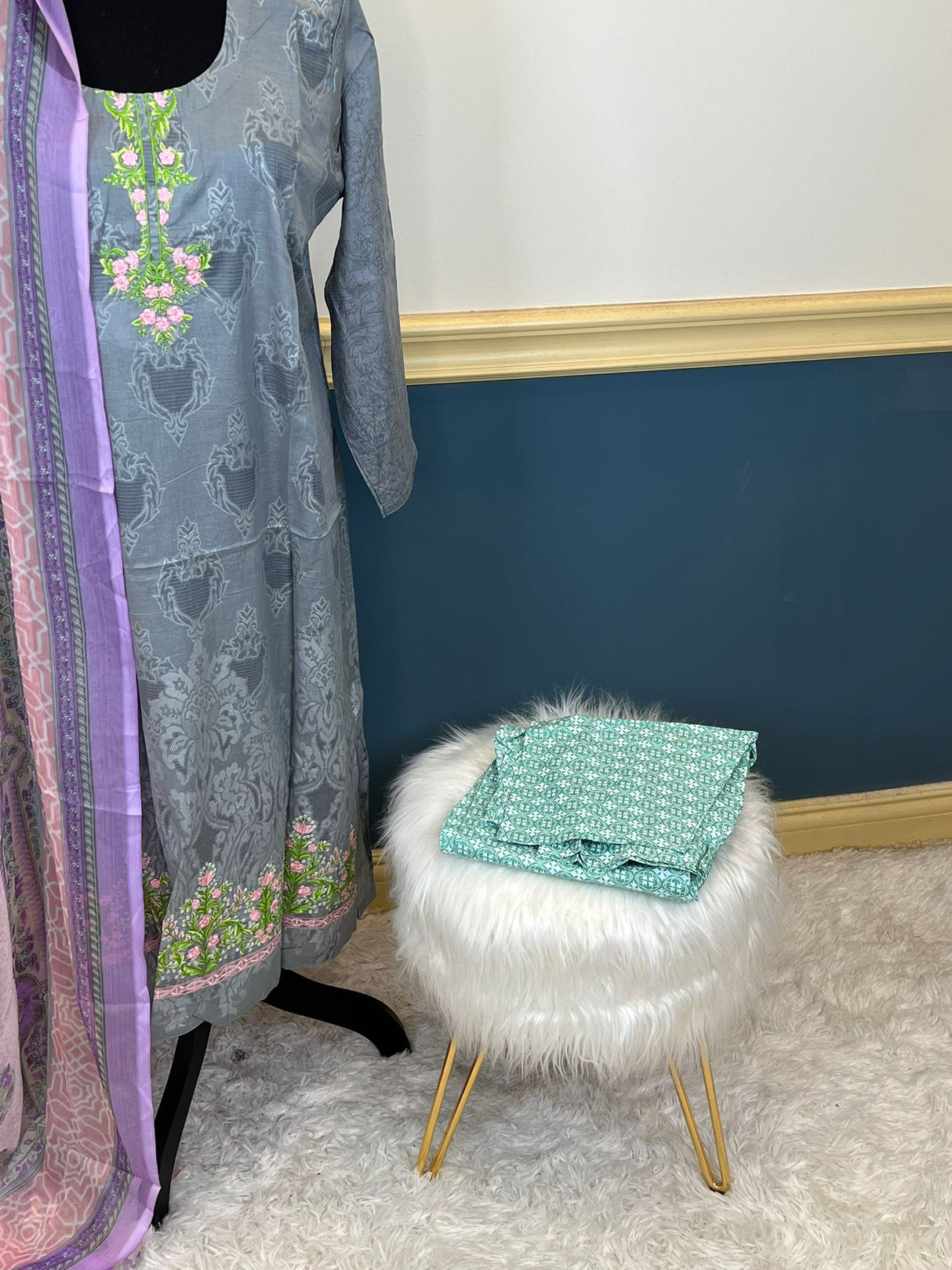 Indian Cotton Stitched Embroidery Suit Ready To Ship