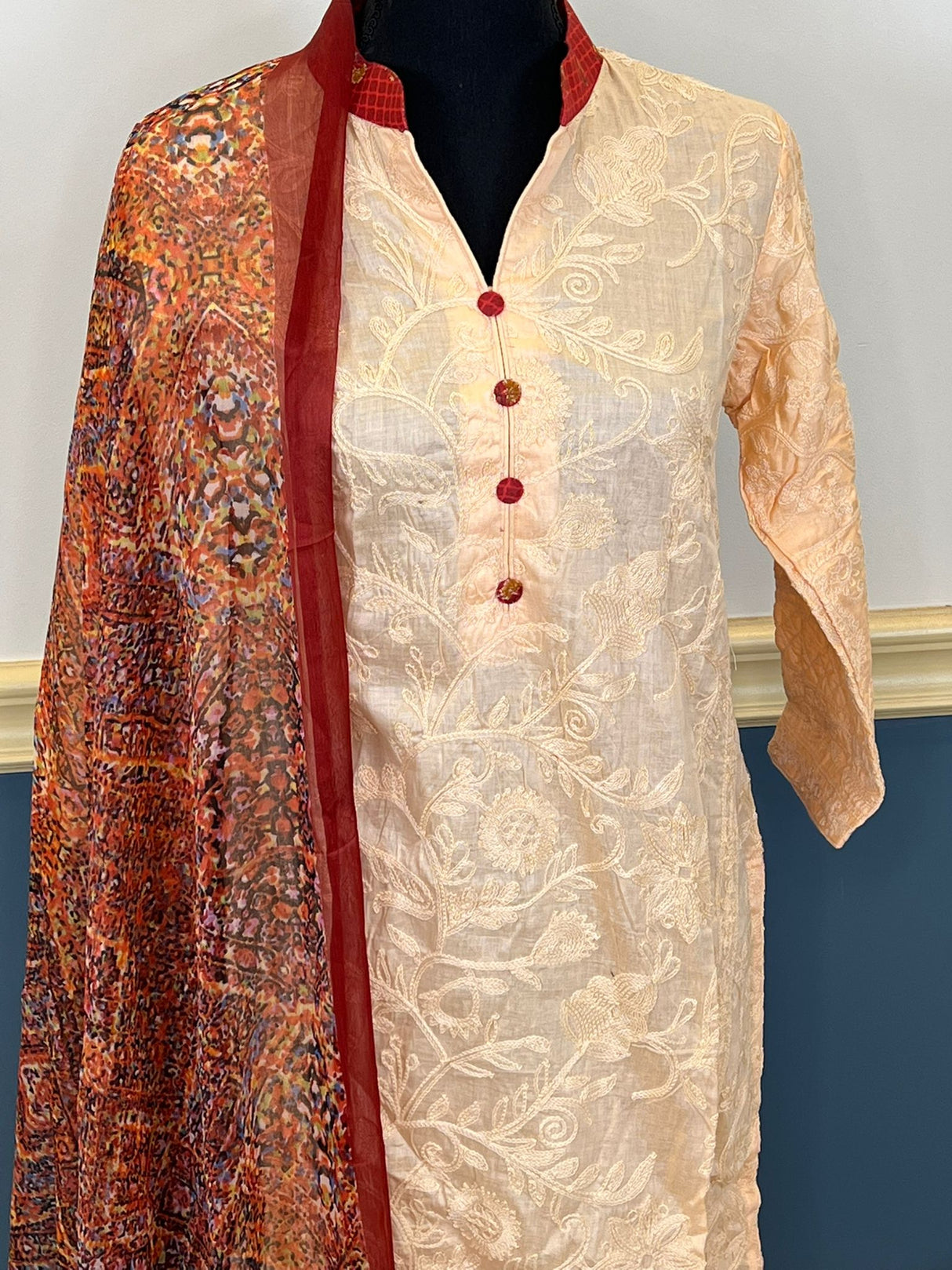 Indian Cotton Stitched Embroidery Suit Ready To Ship