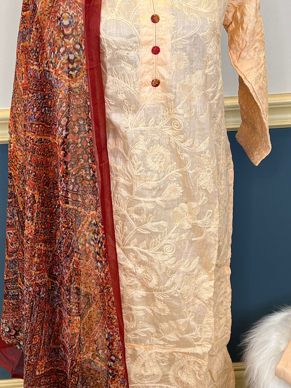 Indian Cotton Stitched Embroidery Suit Ready To Ship