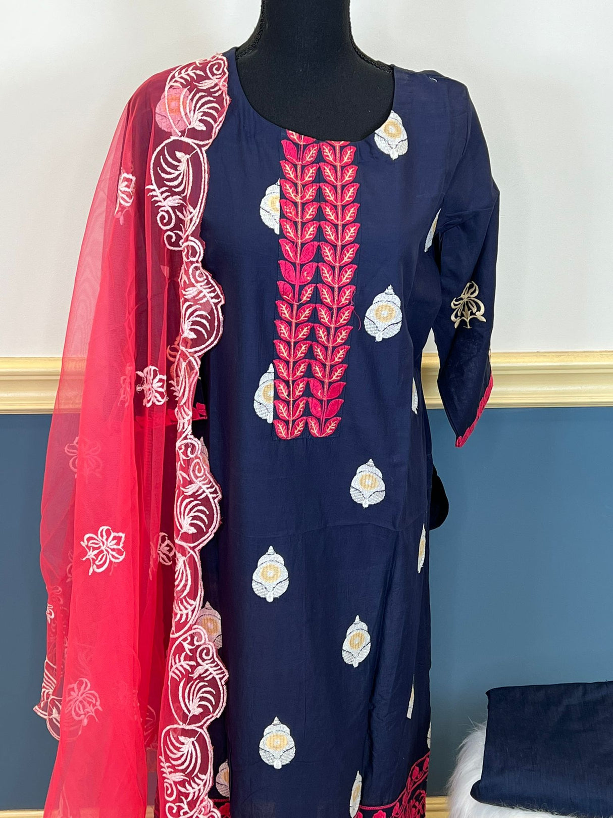 Indian Cotton Stitched Embroidery Suit Ready To Ship