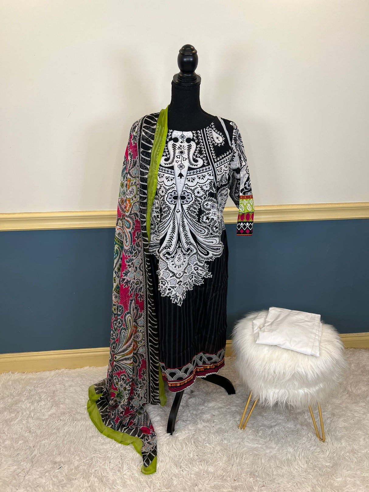 Indian Cotton Stitched Embroidery Suit Ready To Ship