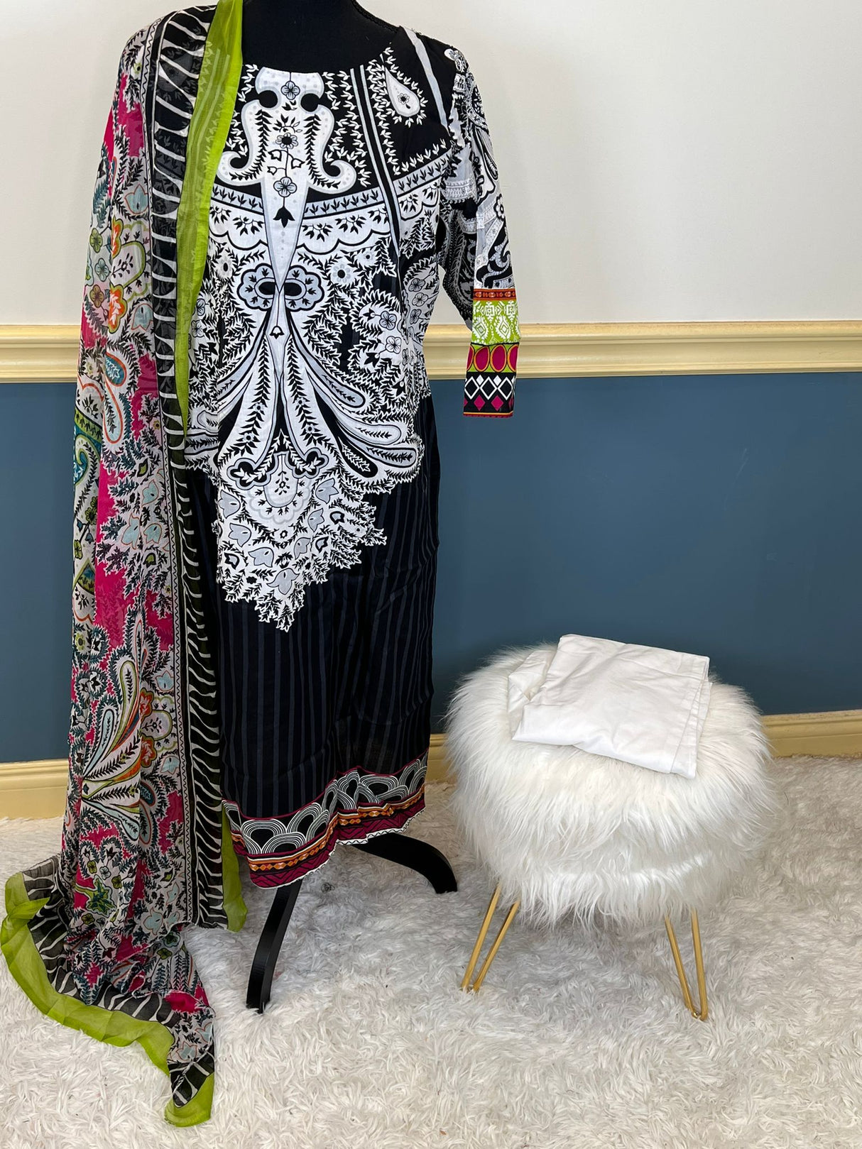 Indian Cotton Stitched Embroidery Suit Ready To Ship