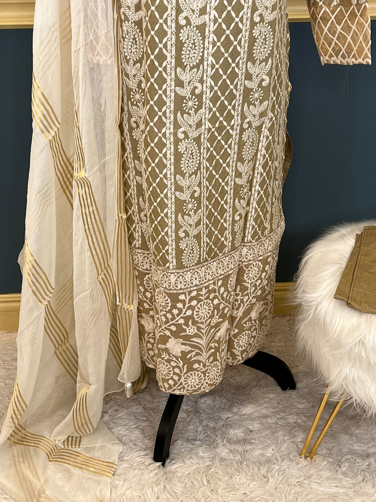 Indian Cotton Stitched Embroidery Suit Ready To Ship