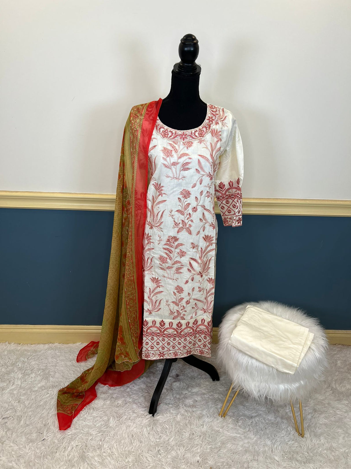 Indian Cotton Stitched Embroidery Suit Ready To Ship