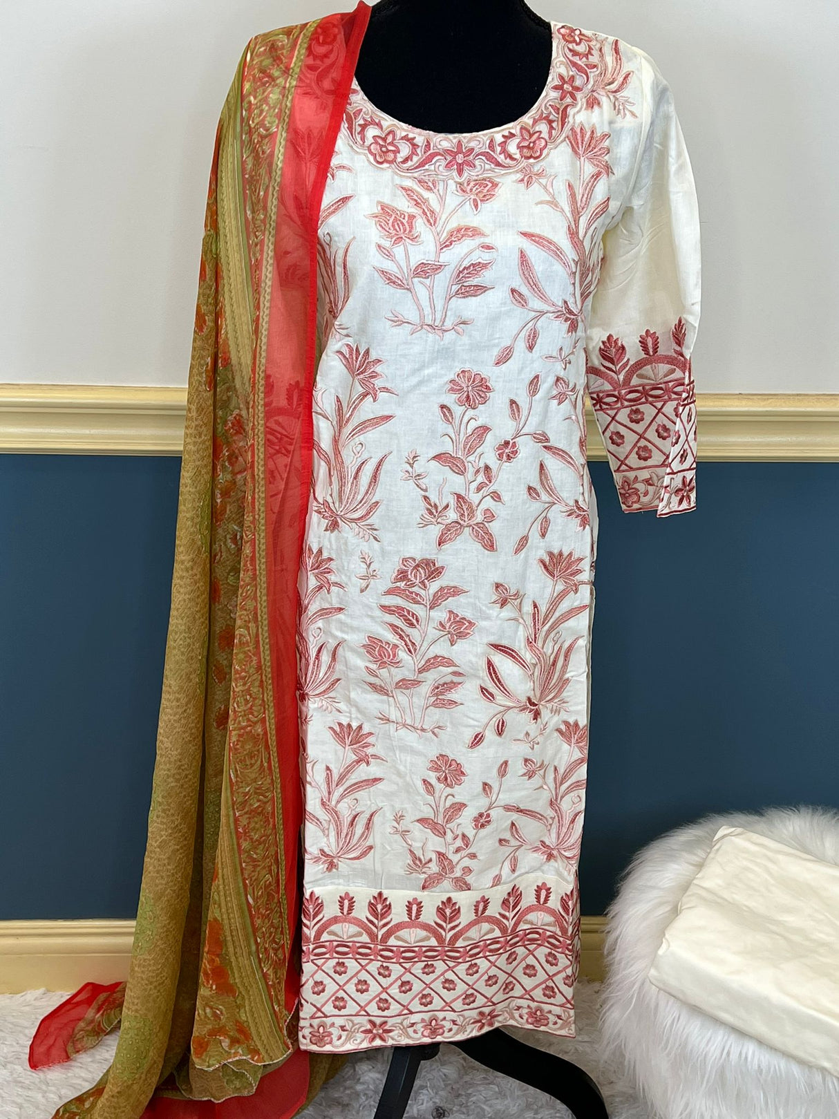 Indian Cotton Stitched Embroidery Suit Ready To Ship