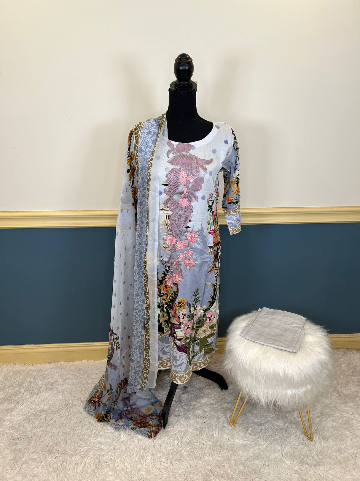 Indian Cotton Stitched Embroidery Suit Ready To Ship