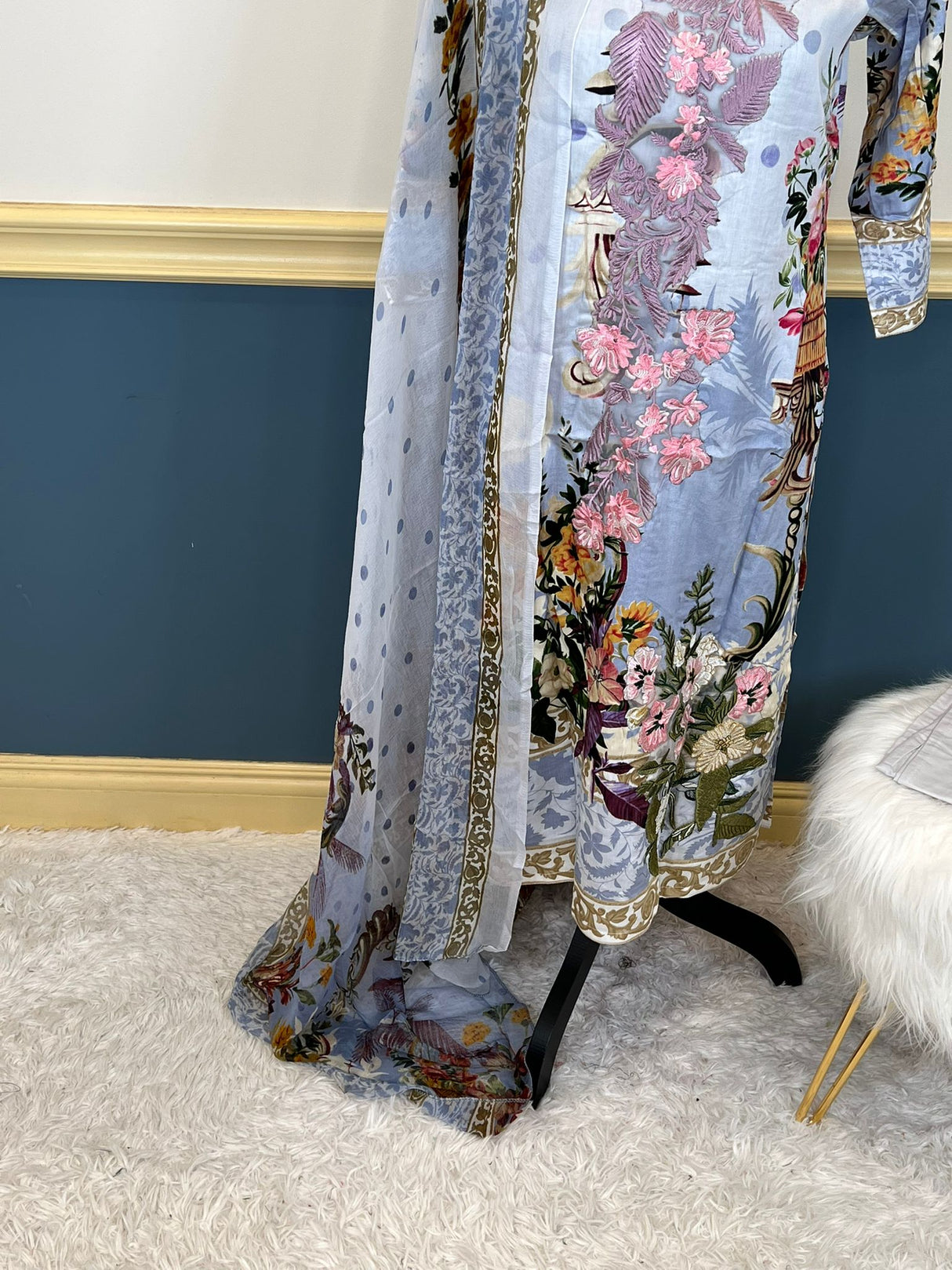 Indian Cotton Stitched Embroidery Suit Ready To Ship