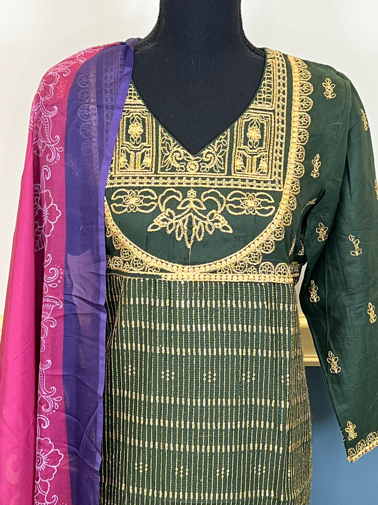 Indian Cotton Stitched Embroidery Suit Ready To Ship