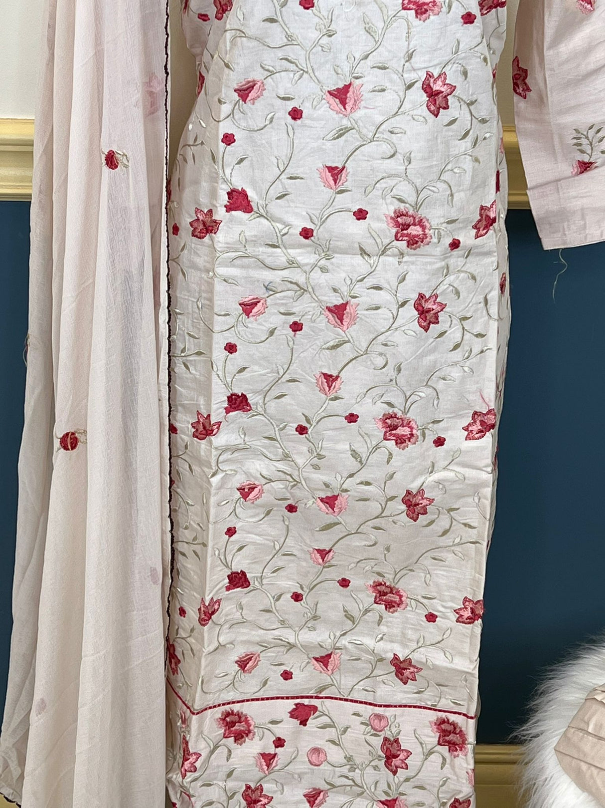 Indian Cotton Stitched Embroidery Suit Ready To Ship