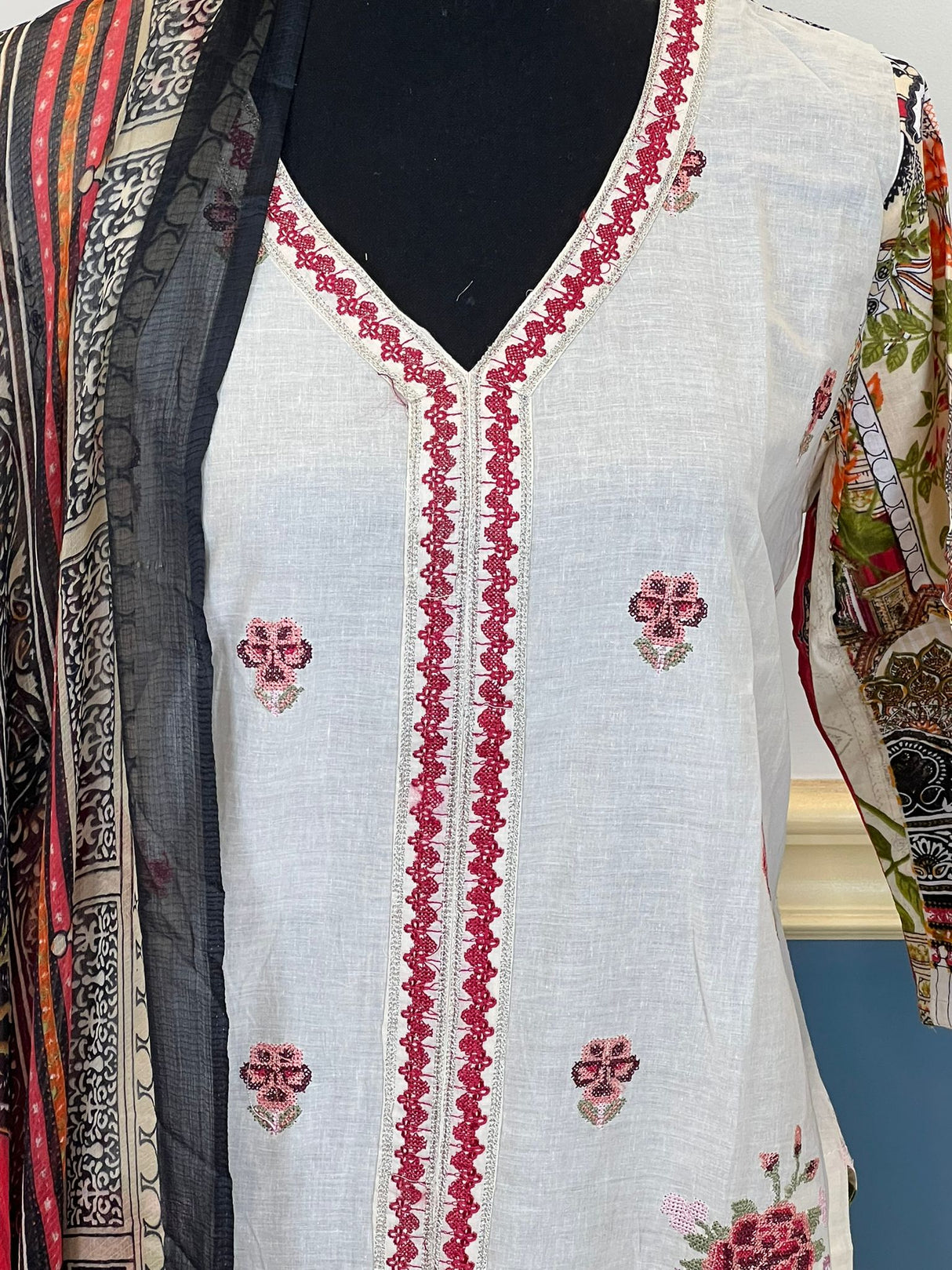 Indian Cotton Stitched Embroidery Suit Ready To Ship