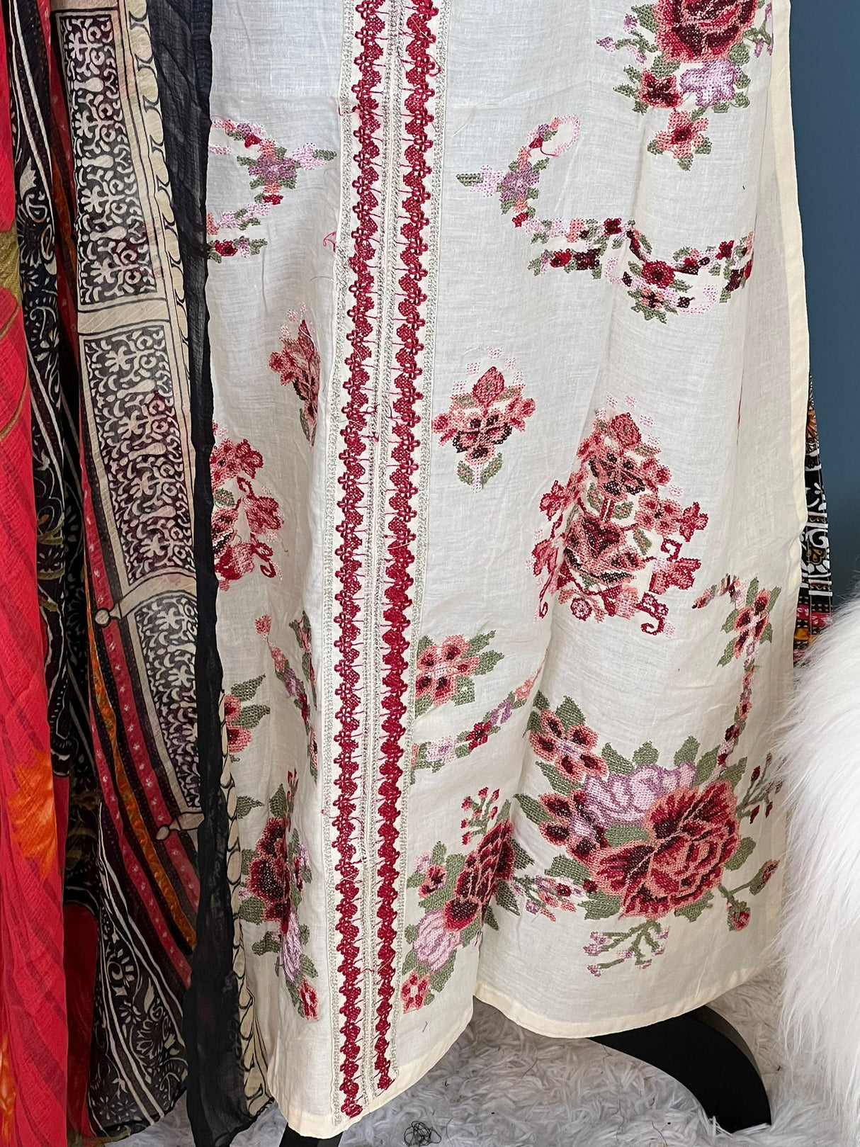 Indian Cotton Stitched Embroidery Suit Ready To Ship
