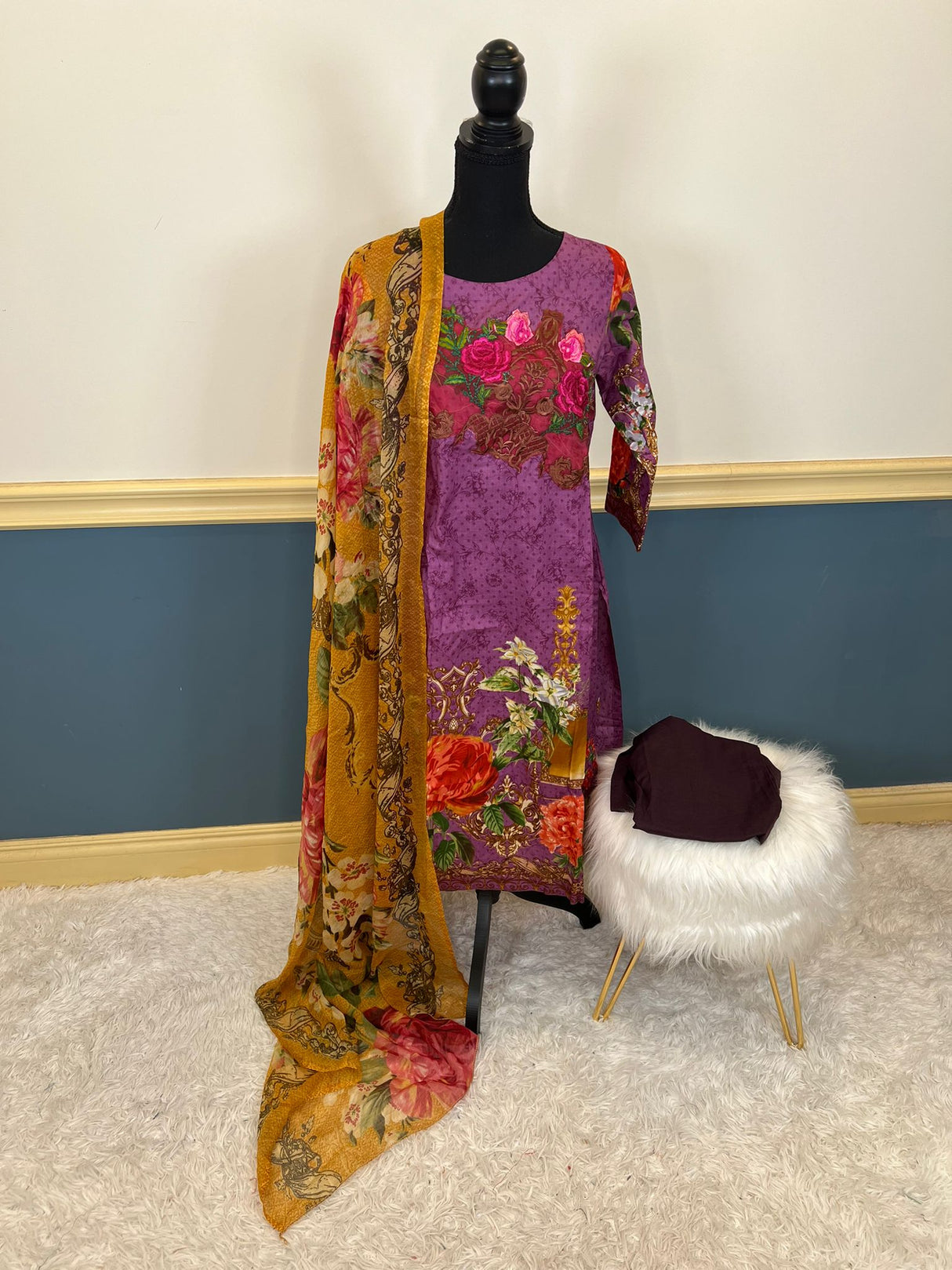 Indian Cotton Stitched Embroidery Suit Ready To Ship