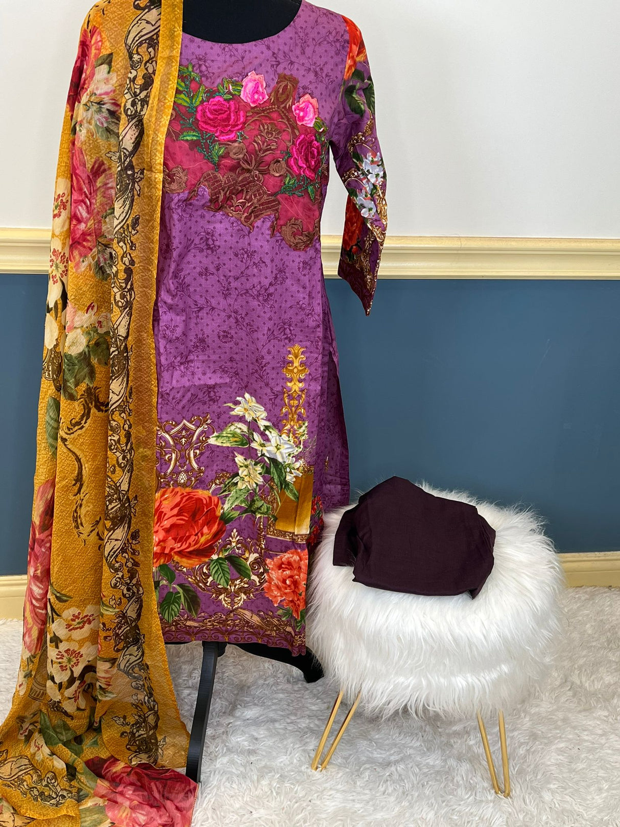 Indian Cotton Stitched Embroidery Suit Ready To Ship