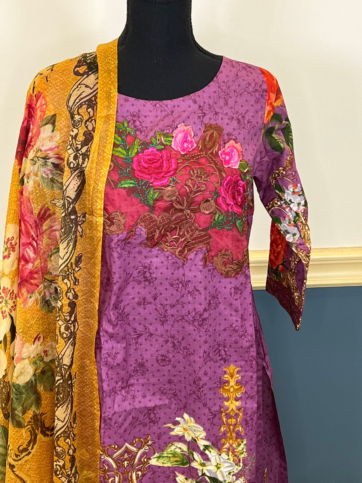 Indian Cotton Stitched Embroidery Suit Ready To Ship