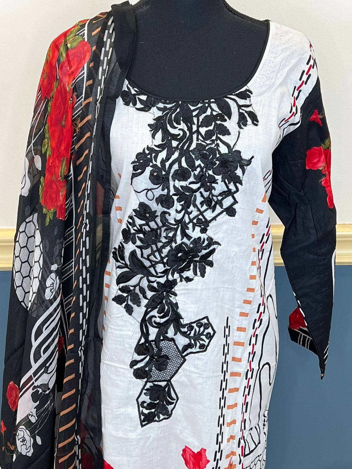 Indian Cotton Stitched Embroidery Suit Ready To Ship