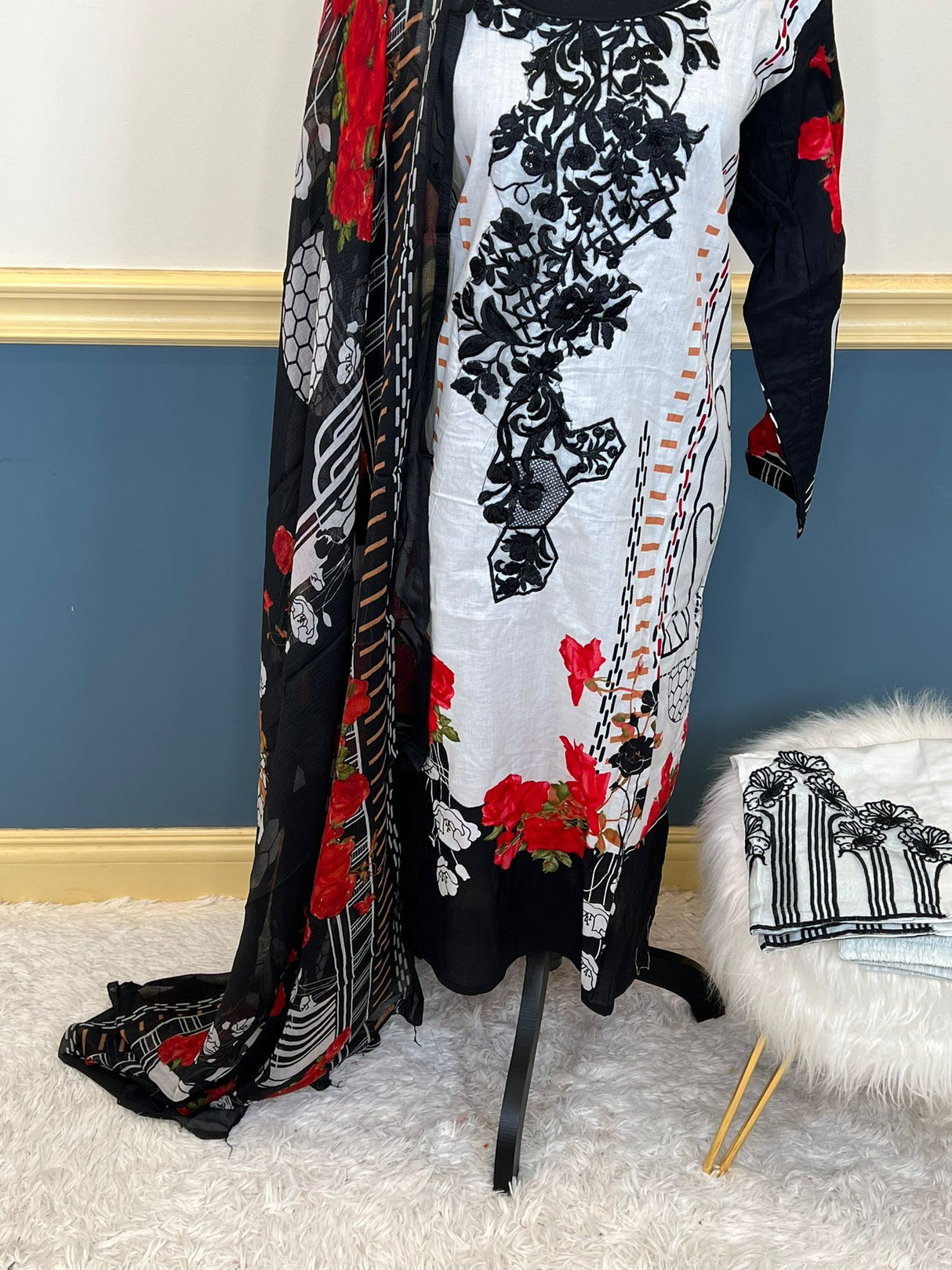 Indian Cotton Stitched Embroidery Suit Ready To Ship