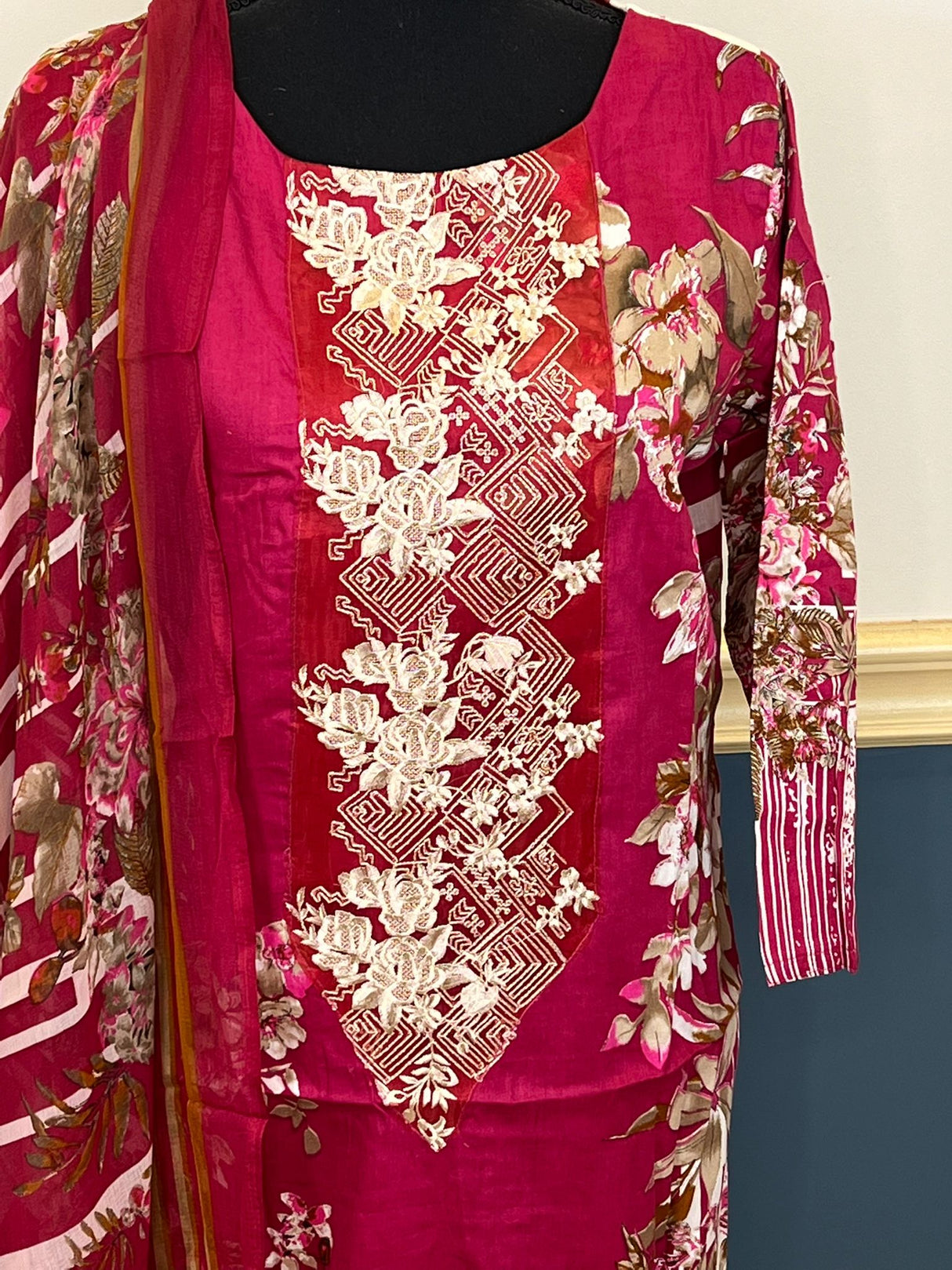 Indian Cotton Stitched Embroidery Suit Ready To Ship