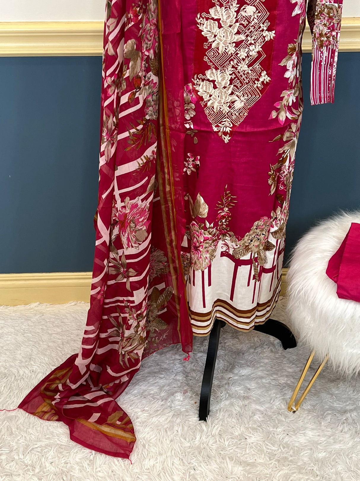 Indian Cotton Stitched Embroidery Suit Ready To Ship