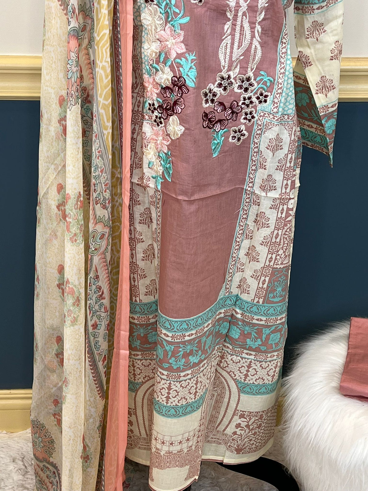 Indian Cotton Stitched Embroidery Suit Ready To Ship