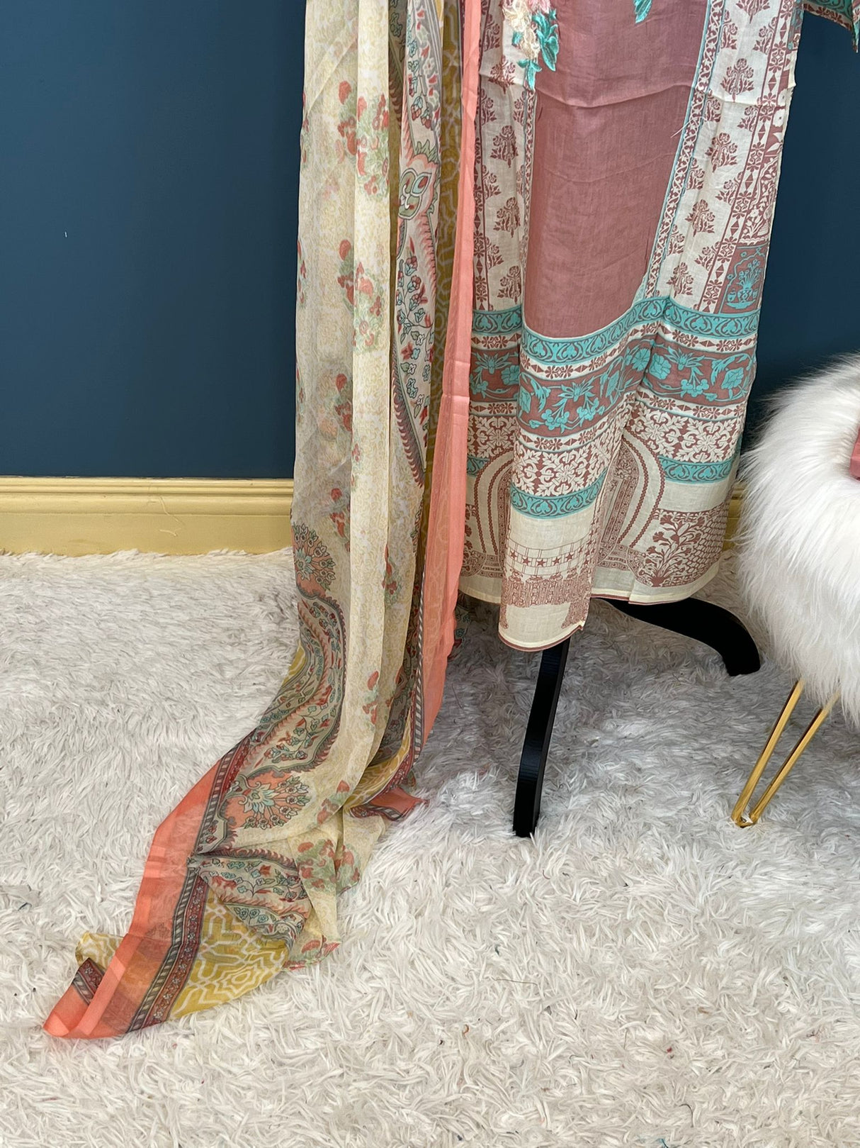 Indian Cotton Stitched Embroidery Suit Ready To Ship