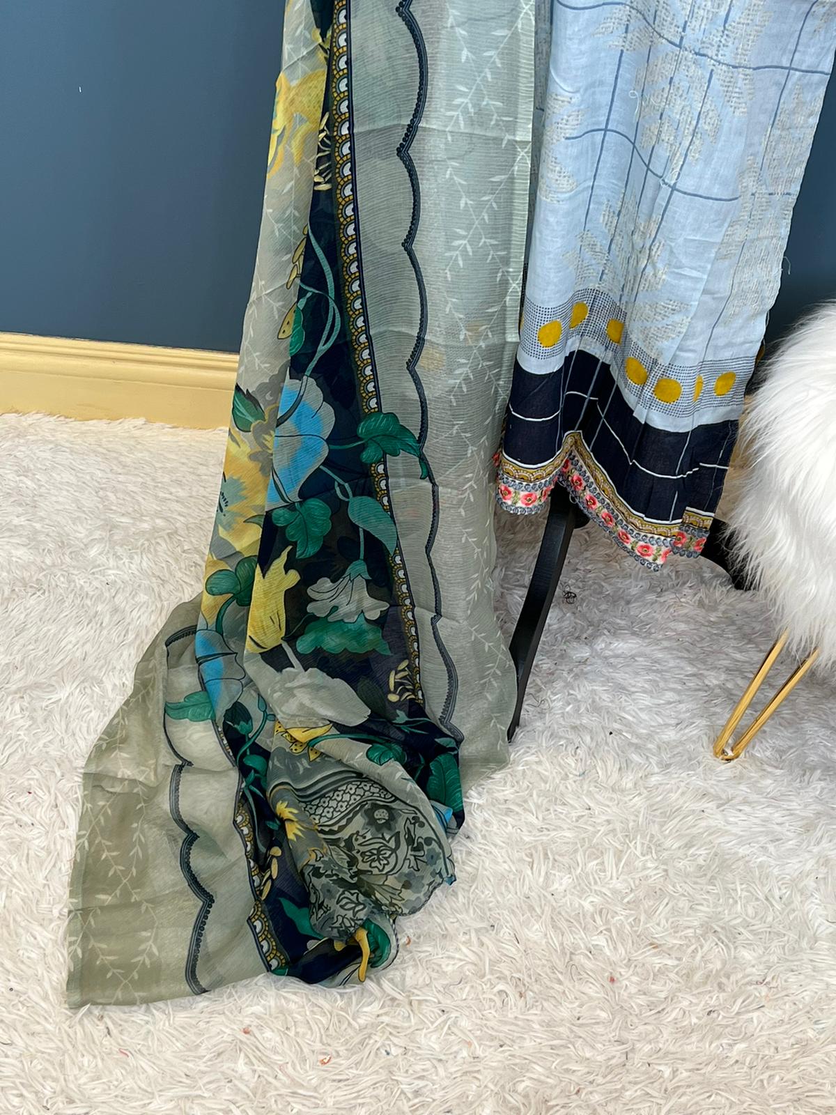 Indian Cotton Stitched Embroidery Suit Ready To Ship