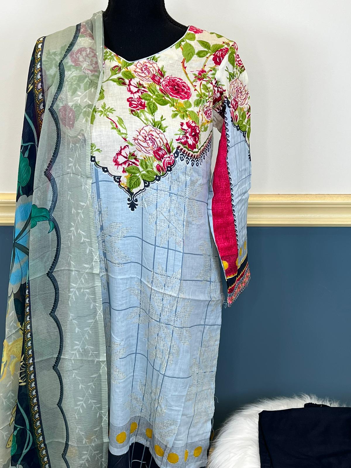 Indian Cotton Stitched Embroidery Suit Ready To Ship