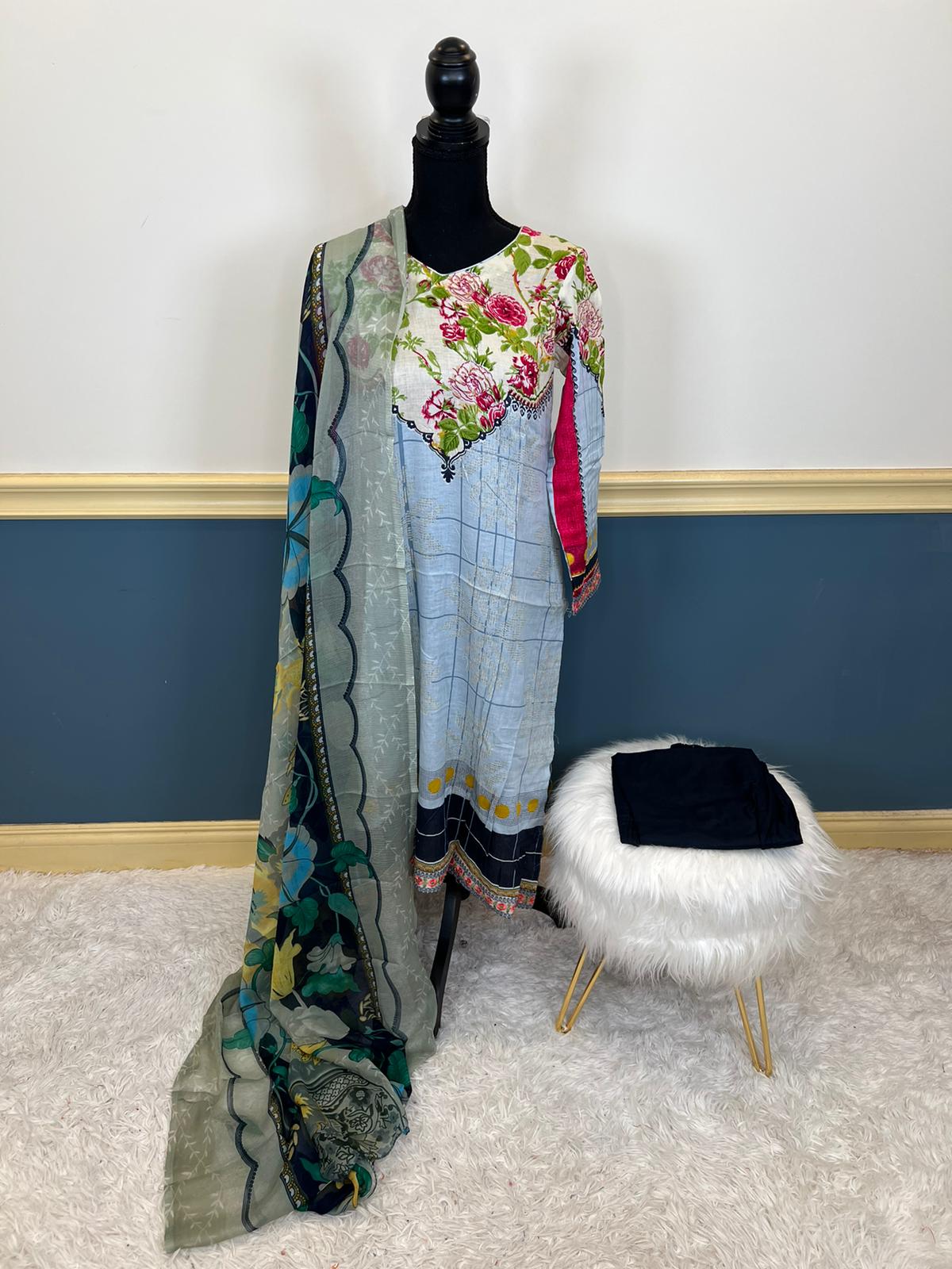 Indian Cotton Stitched Embroidery Suit Ready To Ship