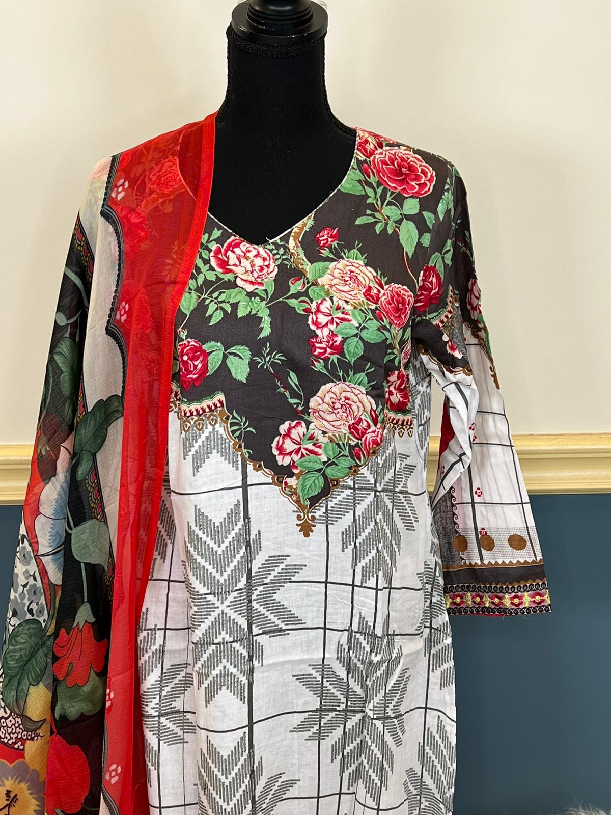 Indian Cotton Stitched Embroidery Suit Ready To Ship