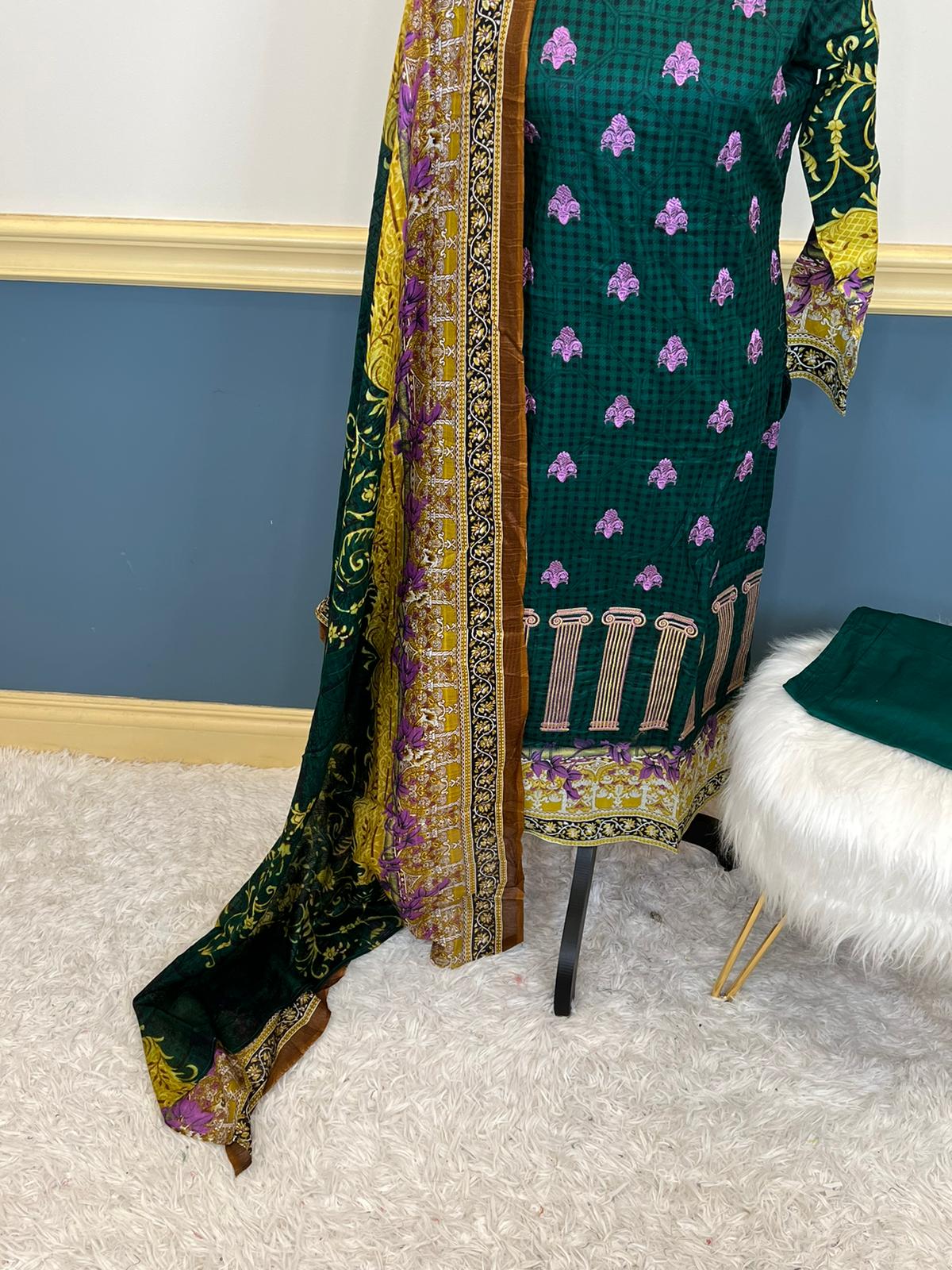 Indian Cotton Stitched Embroidery Suit Ready To Ship