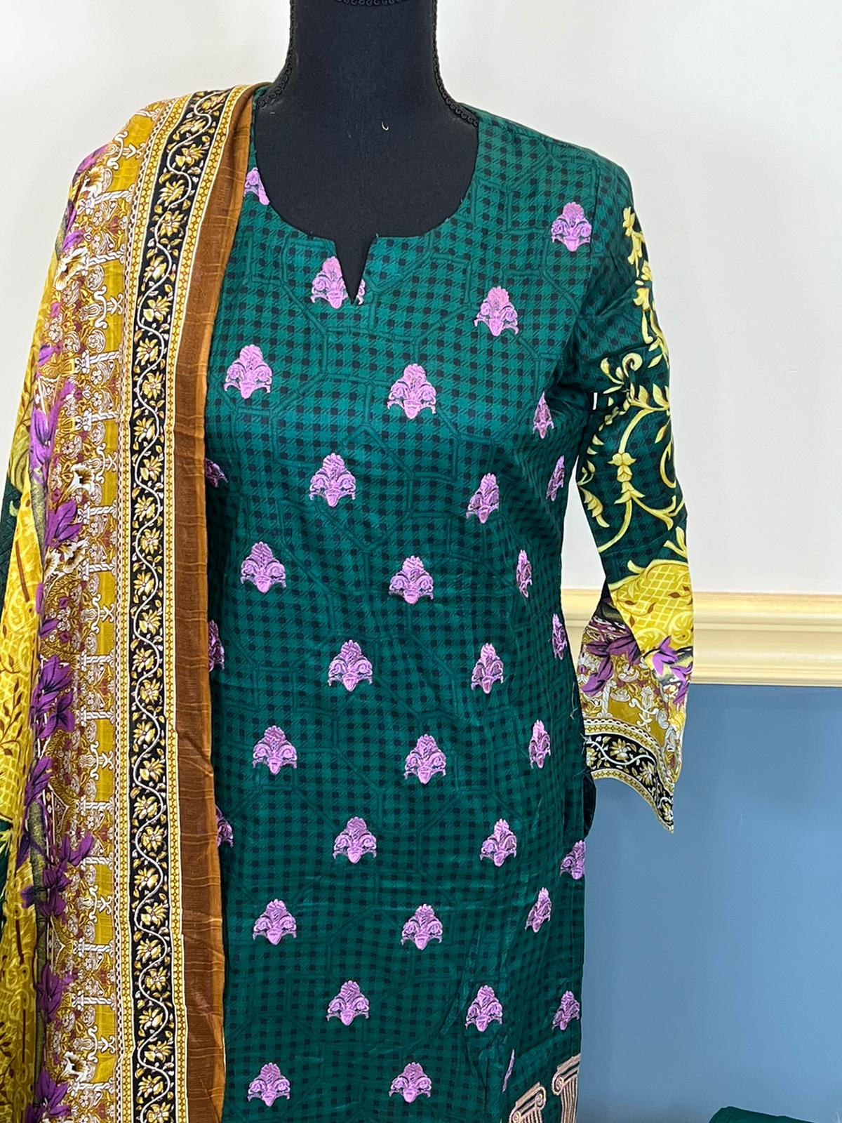 Indian Cotton Stitched Embroidery Suit Ready To Ship