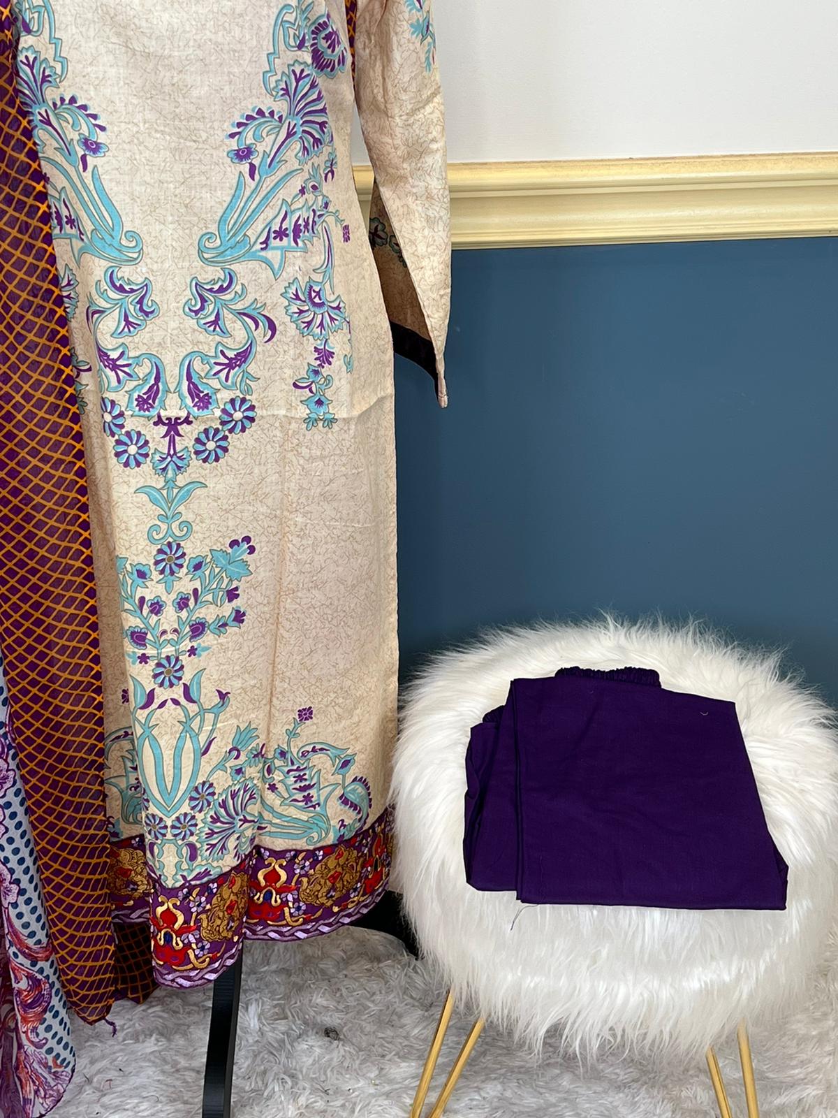 Indian Cotton Stitched Embroidery Suit Ready To Ship