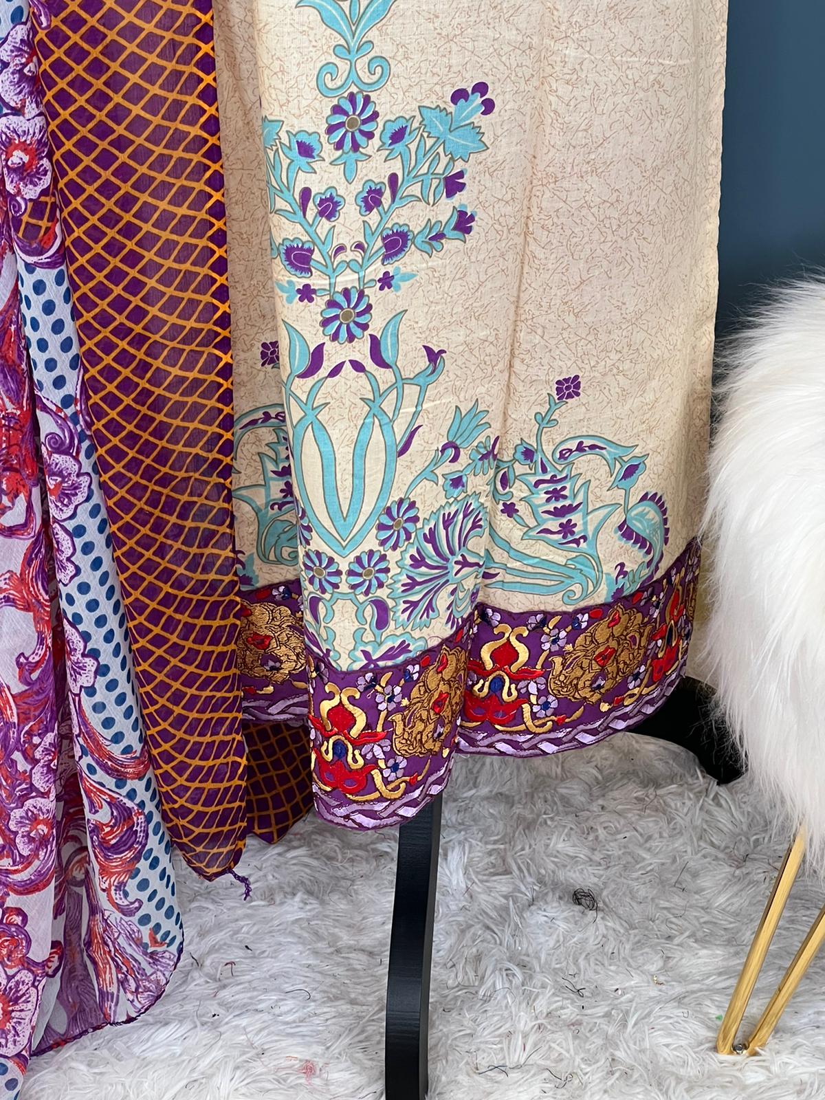 Indian Cotton Stitched Embroidery Suit Ready To Ship