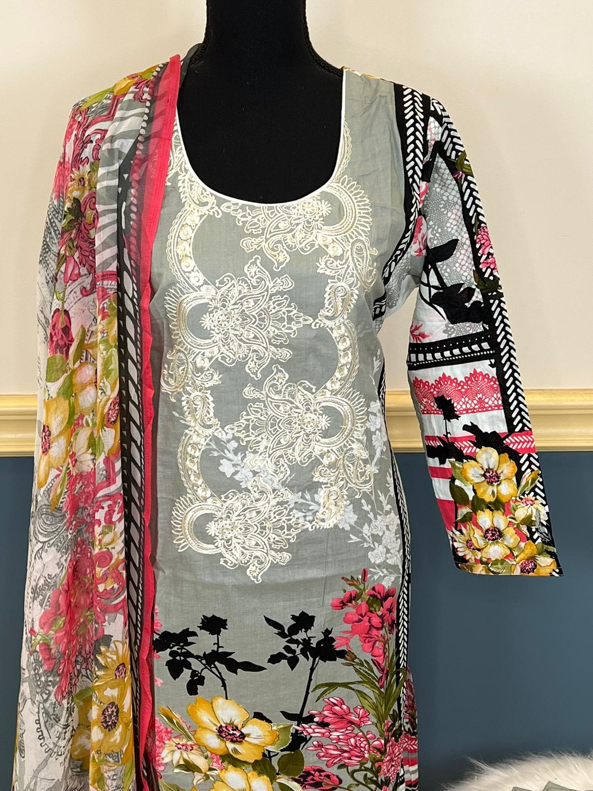 Indian Cotton Stitched Embroidery Suit Ready To Ship