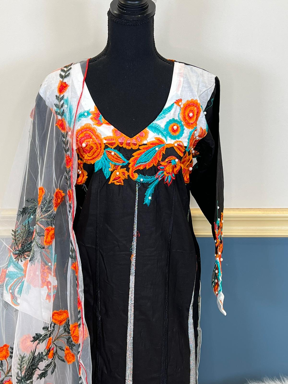 Indian Cotton Stitched Embroidery Suit Ready To Ship