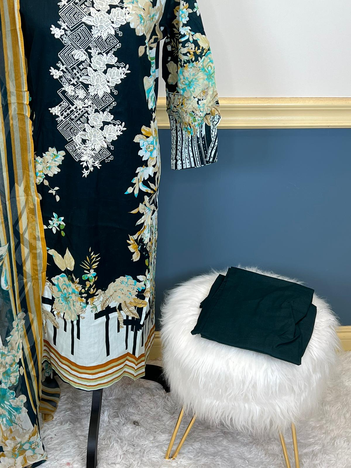 Indian Cotton Stitched Embroidery Suit Ready To Ship