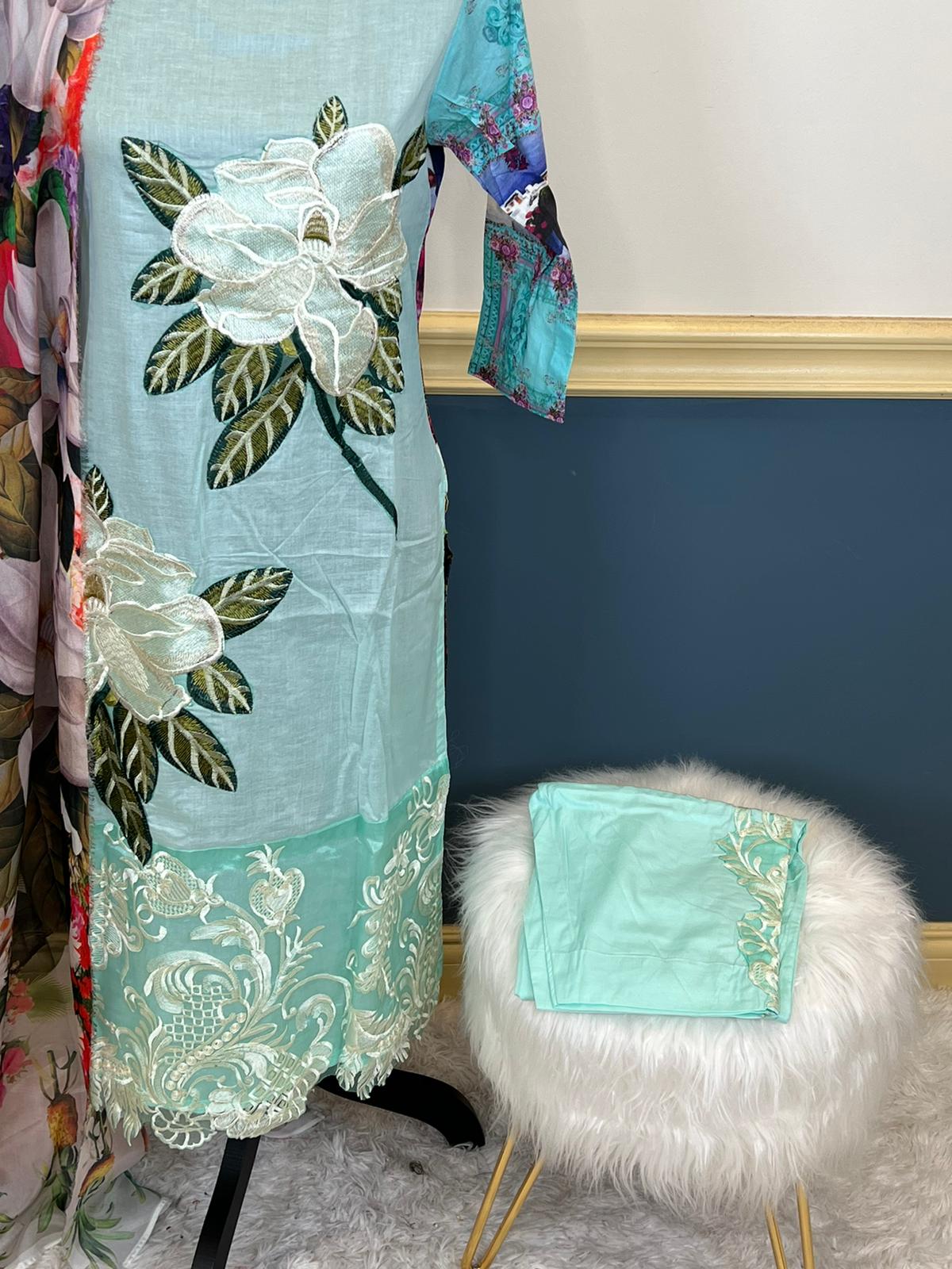 Indian Cotton Stitched Embroidery Suit Ready To Ship