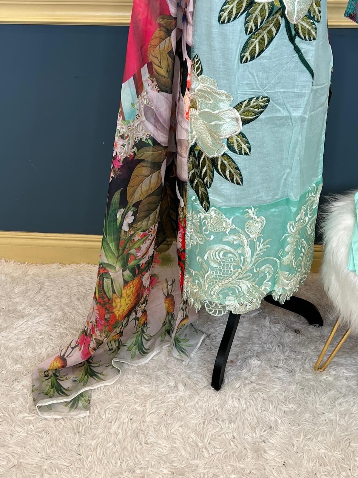 Indian Cotton Stitched Embroidery Suit Ready To Ship