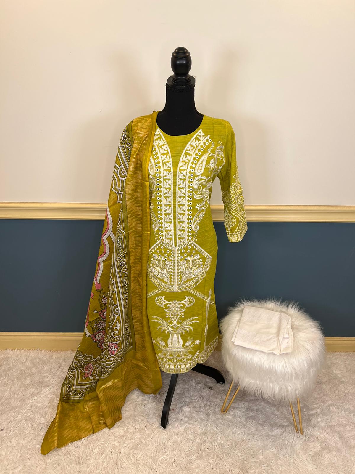 Indian Cotton Stitched Embroidery Suit Ready To Ship