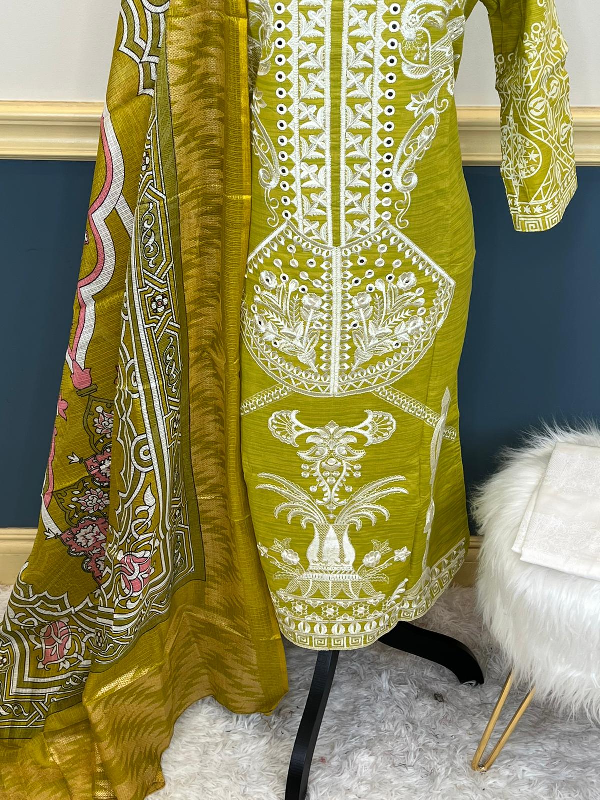 Indian Cotton Stitched Embroidery Suit Ready To Ship