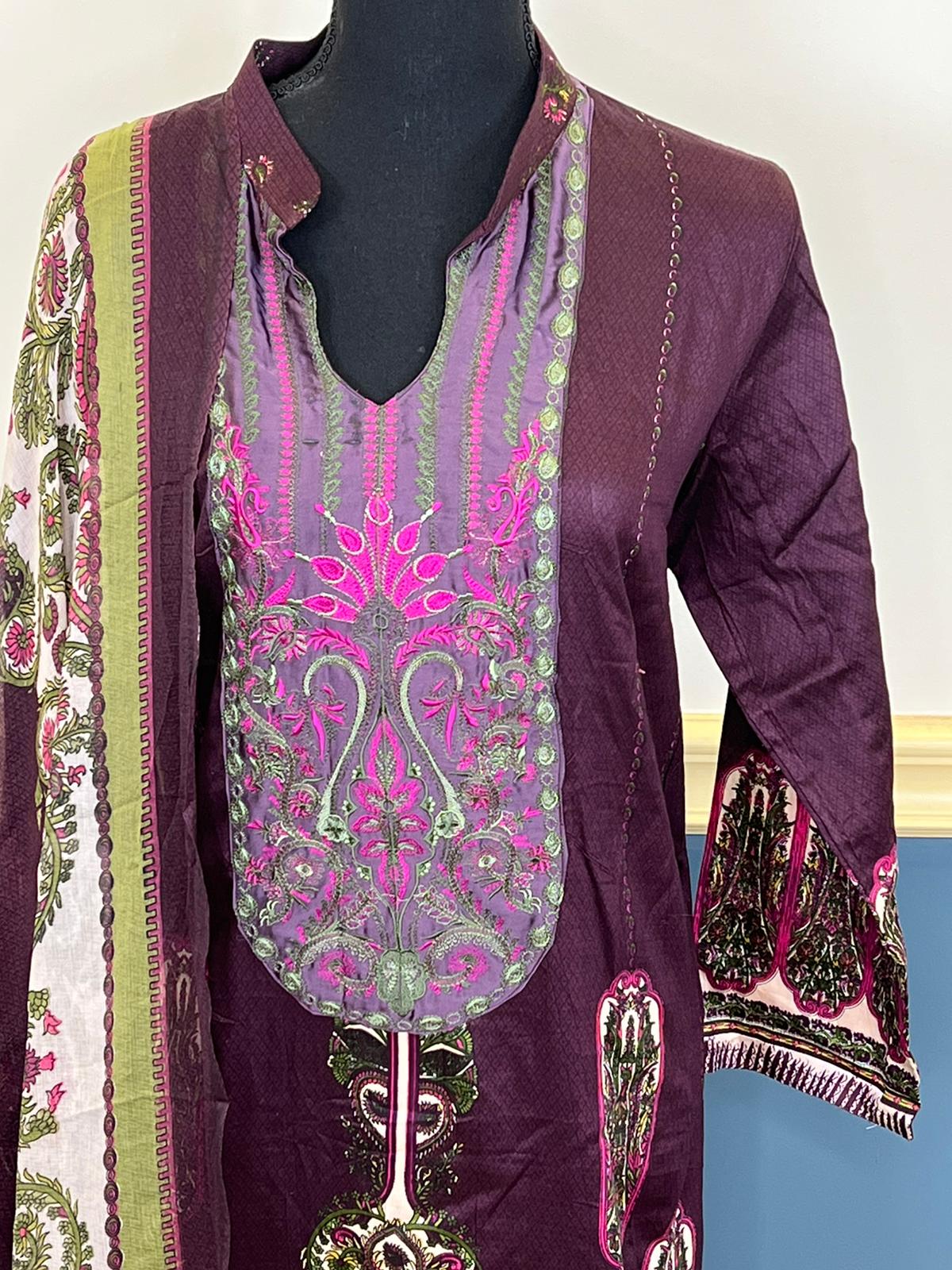Indian Cotton Stitched Embroidery Suit Ready To Ship